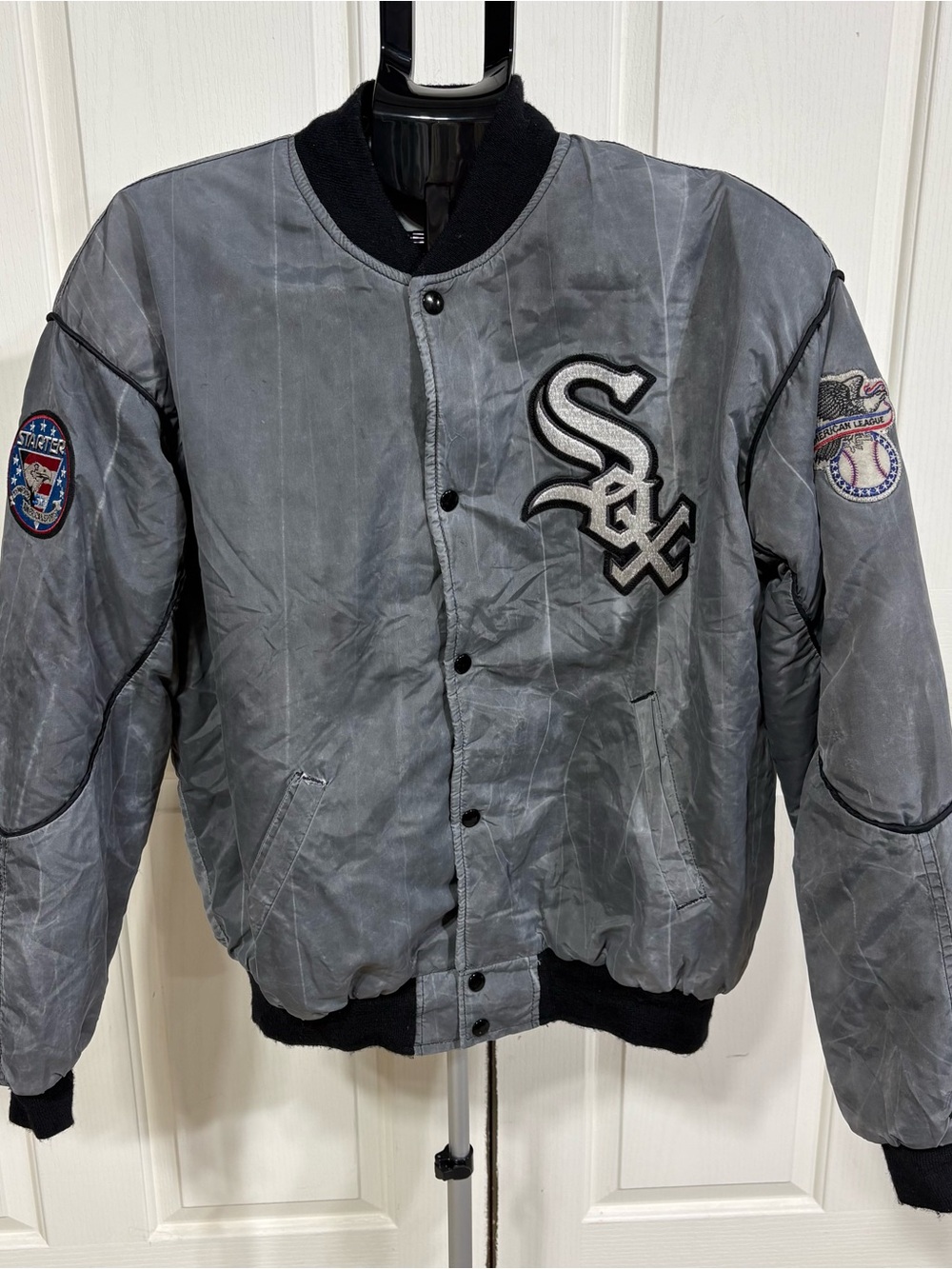 Vintage Chicago White Sox 90s Starter Mineral Wash Pinstripe Jacket USA Large